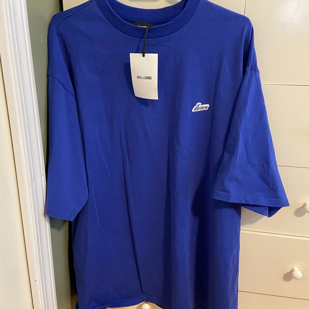 We11done oversized blue small logo T-shirt